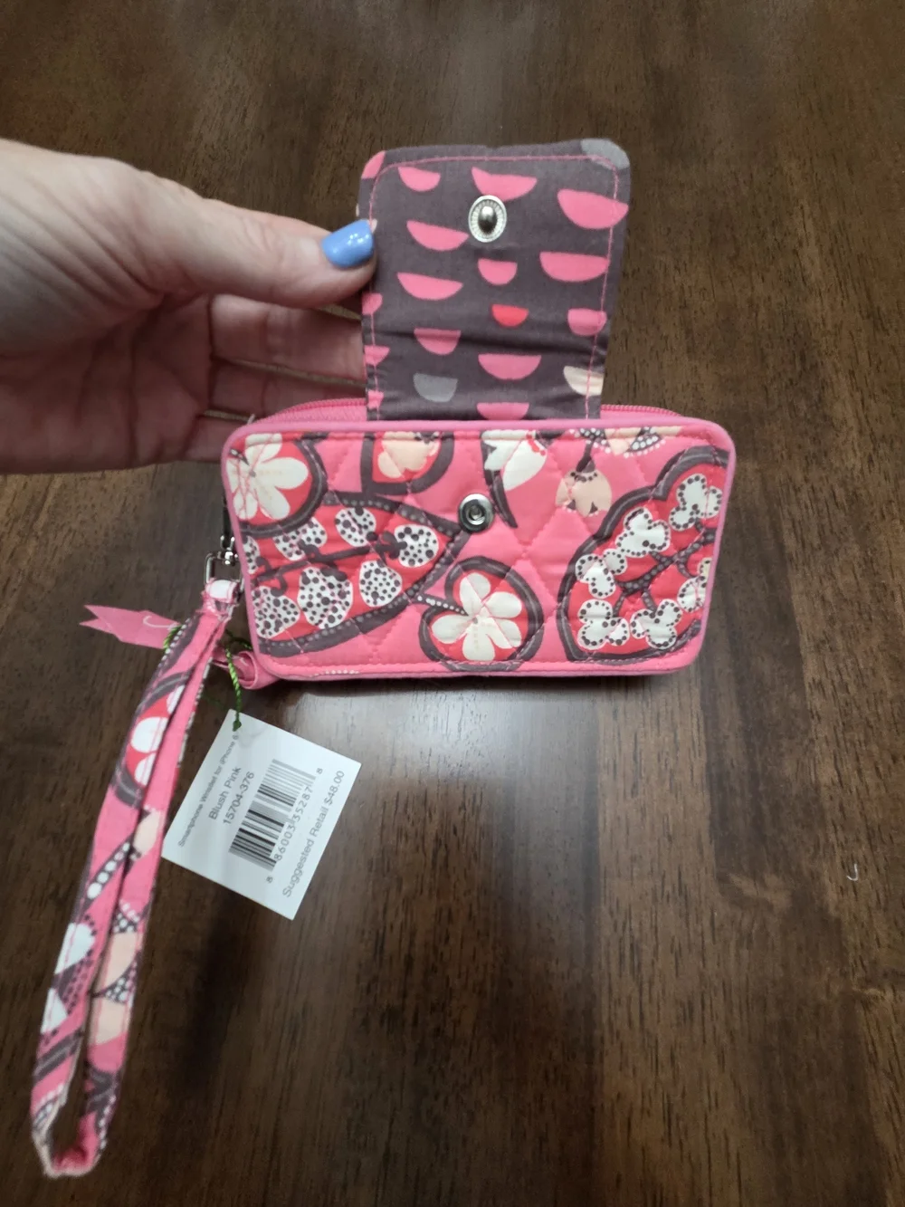 Vera Bradley Pink Floral Wristlet Phone Wallet
